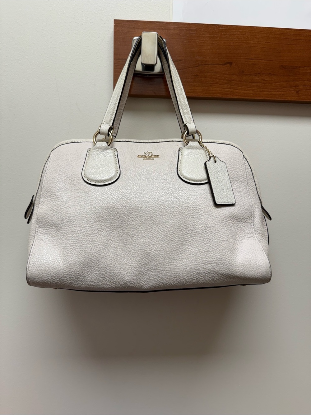 Coach Nolita Pebbled Leather Satchel in Off-White/Cream